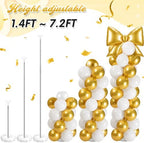 Bow Balloon Column Stand Set of 2, Gold, White in White, alternate view 6