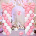 Bow Balloon Column Stand Set of 2, Pink, White in White, alternate view 2