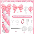 Bow Balloon Column Stand Set of 2, Pink, White in White, alternate view 3