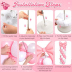 Bow Balloon Column Stand Set of 2, Pink, White in White, alternate view 4