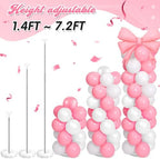 Bow Balloon Column Stand Set of 2, Pink, White in White, alternate view 6