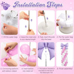 Bow Balloon Column Stand Set of 2, Purple, White in White, alternate view 3