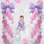 Bow Balloon Column Stand Set of 2, Purple, White in White, alternate view 5