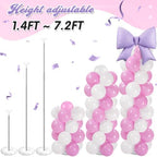 Bow Balloon Column Stand Set of 2, Purple, White in White, alternate view 6