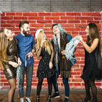 Brick Wall Backdrop 8x6 ft Vintage Rustic Photography Backdrops with 32.8ft Ribbon for Birthday Party Wedding, alternate view