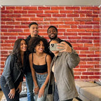 Brick Wall Backdrop 8x6 ft Vintage Rustic Photography Backdrops with 32.8ft Ribbon for Birthday Party Wedding, alternate view