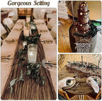 Brown 10FT Cheesecloth Table Runner Boho Gauze Fabric Table Runner Rustic Sheer Runner for Wedding Bridal Baby, alternate