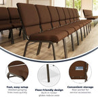 Brown 18.5" W Stacking Church Chair, 4-Pack, alternate view 3