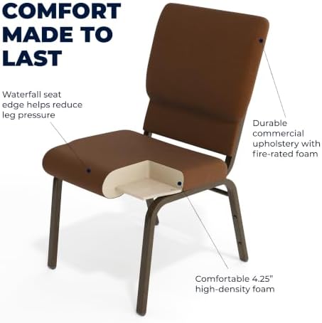 Brown 18.5" W Stacking Church Chair, 4-Pack, alternate view 4