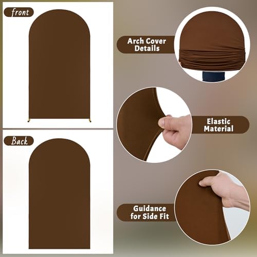 Brown Arch Backdrop Cover 6.6FT Polyester Fitted Wedding Arch Stand Covers Round Top Chiara Arch Covers Stretchy, alternate