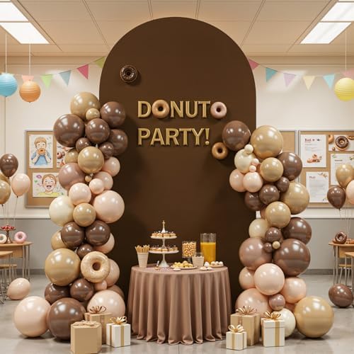 Brown Arch Backdrop Cover 6.6FT Polyester Fitted Wedding Arch Stand Covers Round Top Chiara Arch Covers Stretchy, alternate