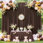 Brown Backdrop Curtain for Parties Wedding Wrinkle Free Brown Photo Curtains Backdrop Drapes Fabric Decoration, alternate