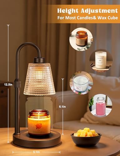 Brown Candle Warmer Lamp with Timer, Dimmable Candle Warmer for Jar Candles, Height Adjustable Wax Melts Warmer, alternate