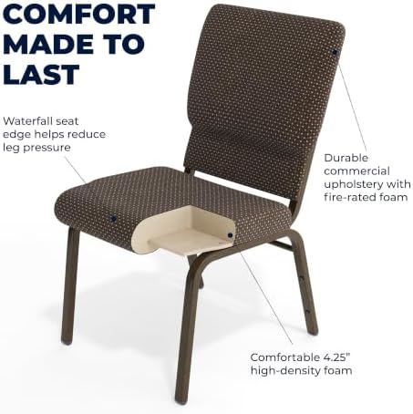 Brown Dot 18.5" W Stacking Church Chair, 4-Pack, alternate view 4