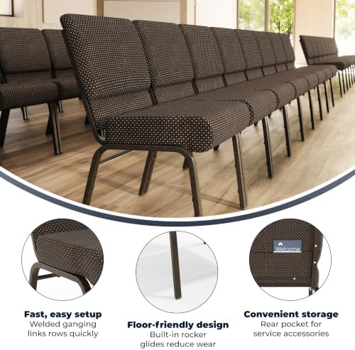 Brown Dot 21" W Stacking Church Chair, 4-Pack, alternate view 3