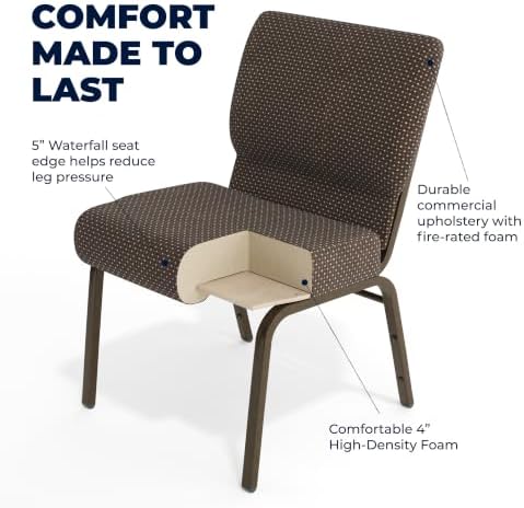 Brown Dot 21" W Stacking Church Chair, 4-Pack, alternate view 4