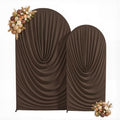 Brown Draped Arch Backdrop Covers 7.2 and 6 FT, Brown Draped Arch Cover Stretchy Backdrop Set of 2 for Birthday