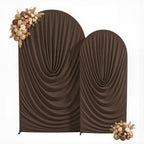 Brown Draped Arch Backdrop Covers 7.2 and 6 FT, Brown Draped Arch Cover Stretchy Backdrop Set of 2 for Birthday