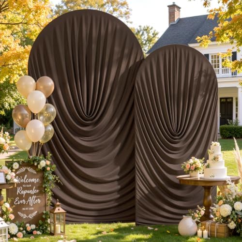 Brown Draped Arch Backdrop Covers 7.2 and 6 FT, Brown Draped Arch Cover Stretchy Backdrop Set of 2 for Birthday, alternate