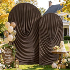 Brown Draped Arch Backdrop Covers 7.2 and 6 FT, Brown Draped Arch Cover Stretchy Backdrop Set of 2 for Birthday, alternate