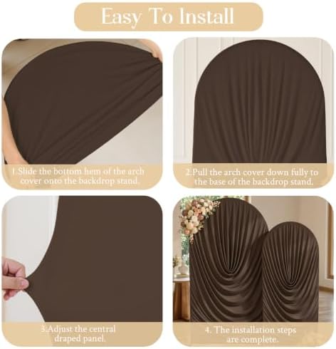 Brown Draped Arch Backdrop Covers 7.2 and 6 FT, Brown Draped Arch Cover Stretchy Backdrop Set of 2 for Birthday, alternate