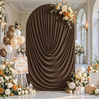 Brown Draped Arch Cover, 6FT Elegant Wedding Arch Backdrop Cover in 6FT in Brown