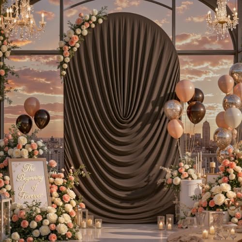 Brown Draped Arch Cover, 6FT Elegant Wedding Arch Backdrop Cover in 6FT in Brown, alternate view 2