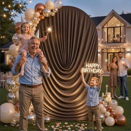 Brown Draped Arch Cover, 6FT Elegant Wedding Arch Backdrop Cover in 6FT in Brown, alternate view 4