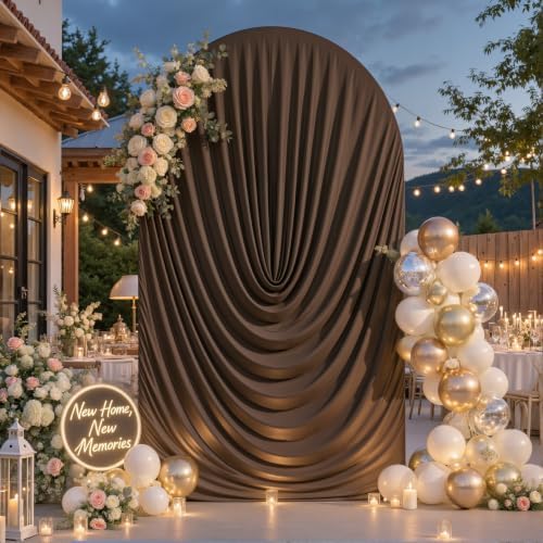 Brown Draped Arch Cover, 7.2FT Elegant Wedding Arch Backdrop Cover in 7.2FT in Brown, alternate view 3