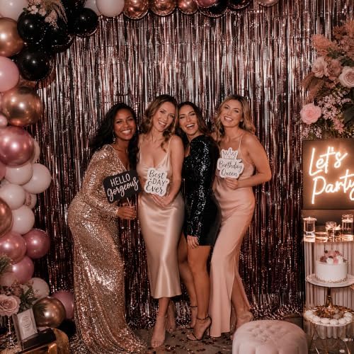 Brown Foil Fringe Backdrop Curtain, Metallic Tinsel Streamers, 2 Pack, alternate view 2