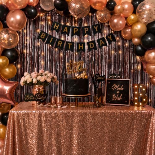 Brown Foil Fringe Backdrop Curtain, Metallic Tinsel Streamers, 2 Pack, alternate view 3