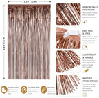 Brown Foil Fringe Backdrop Curtain, Metallic Tinsel Streamers, 2 Pack, alternate view 4