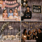 Brown Foil Fringe Backdrop Curtain, Metallic Tinsel Streamers, 2 Pack, alternate view 6
