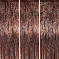 Brown Foil Fringe Backdrop Curtains, 3.3x6.6ft, 3pcs in 3.3x6.6ft