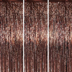 Brown Foil Fringe Backdrop Curtains, 3.3x6.6ft, 3pcs in 3.3x6.6ft