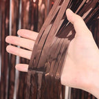 Brown Foil Fringe Backdrop Curtains, 3.3x6.6ft, 3pcs in 3.3x6.6ft, alternate view 2