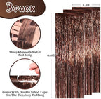 Brown Foil Fringe Backdrop Curtains, 3.3x6.6ft, 3pcs in 3.3x6.6ft, alternate view 3