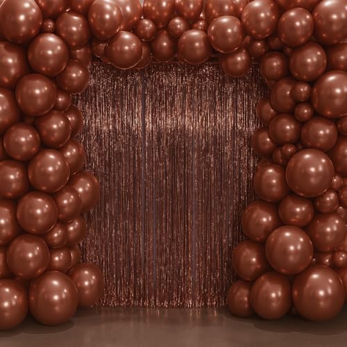 Brown Foil Fringe Backdrop Curtains, 3.3x6.6ft, 3pcs in 3.3x6.6ft, alternate view 5