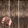 Brown Foil Fringe Backdrop Curtains, 3.3x8.2ft, 3 Pack in 3.3x8.2ft