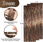 Brown Foil Fringe Backdrop Curtains, 3.3x8.2ft, 3 Pack in 3.3x8.2ft, alternate view 3