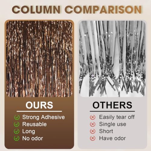 Brown Foil Fringe Backdrop Curtains, 3.3x8.2ft, 3 Pack in 3.3x8.2ft, alternate view 4