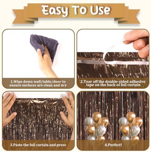 Brown Foil Fringe Backdrop Curtains, 3.3x8.2ft, 3 Pack in 3.3x8.2ft, alternate view 5