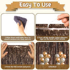 Brown Foil Fringe Backdrop Curtains, 3.3x8.2ft, 3 Pack in 3.3x8.2ft, alternate view 5