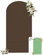 Brown & Green Arch Cover, 7.2FT Wedding Arch Backdrop Cover, Double Color Arch Covers Stretchy Backdrop for