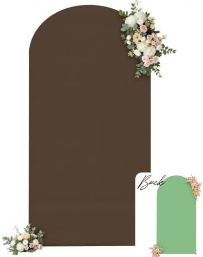 Brown & Green Arch Cover, 7.2FT Wedding Arch Backdrop Cover, Double Color Arch Covers Stretchy Backdrop for
