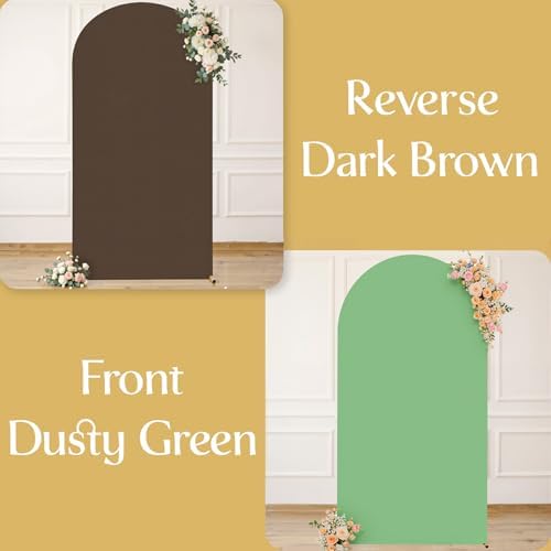 Brown & Green Arch Cover, 7.2FT Wedding Arch Backdrop Cover, Double Color Arch Covers Stretchy Backdrop for, alternate view 5