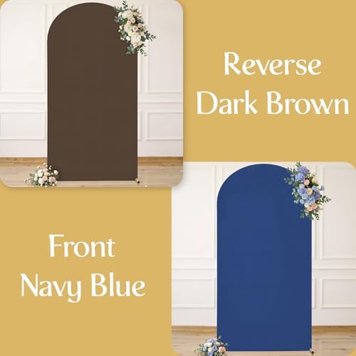 Brown & Navy Blue Arch Cover, 7.2FT Wedding Arch Backdrop Cover, Double Color Arch Covers Stretchy Backdrop for, alternate