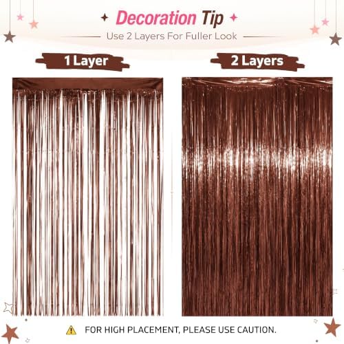 Brown Tinsel Backdrop, 4 Pack 3.3 x 6.6 ft Foil Fringe Curtains in 3.3 x 6.6 ft, alternate view 4
