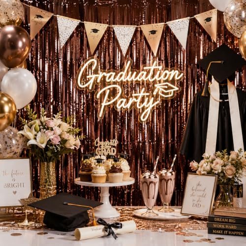 Brown Tinsel Backdrop, 4 Pack 3.3 x 6.6 ft Foil Fringe Curtains in 3.3 x 6.6 ft, alternate view 7
