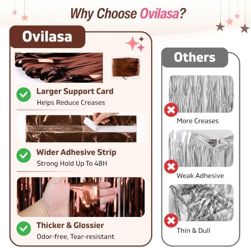 Brown Tinsel Backdrop, 8 Pack 3.3 x 6.6 ft Foil Fringe Curtains in 3.3 x 6.6 ft, alternate view 3